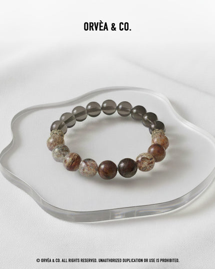 Custom Crystal Bracelet - with Black-Gold Super Seven Quartz & Smoky Quartz - [Standard]