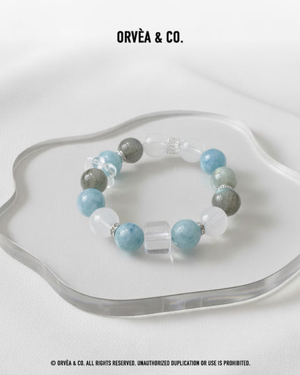 Custom Crystal Bracelet - with Aquamarine & White Moonstone - [Standard]