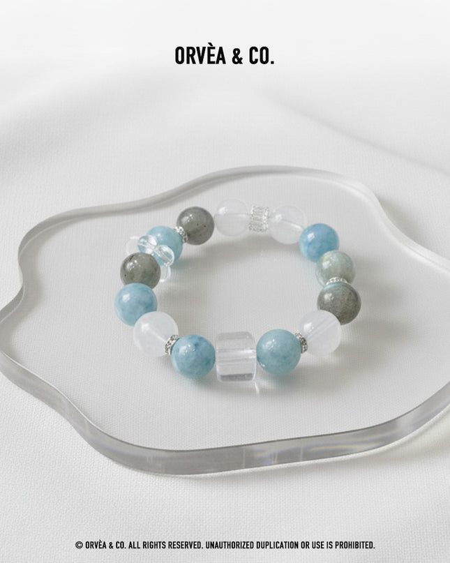 Custom Crystal Bracelet - with Aquamarine & White Moonstone - [Standard]
