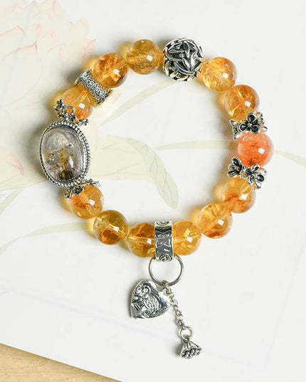 Custom Crystal Bracelet - with Citrine Quartz, Red Hematoid Quartz & Four Seasons Phantom Quartz - [Standard]
