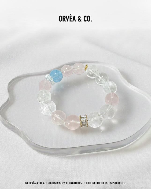 Custom Crystal Bracelet - with Rose Quartz, Clear Quartz & Aquamarine - [Standard]