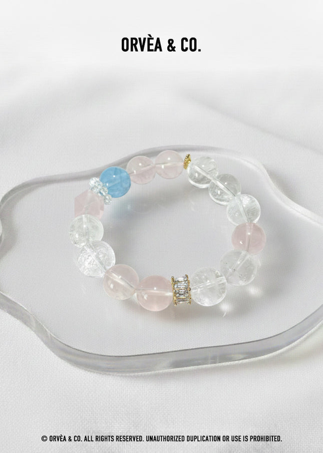 Custom Crystal Bracelet - with Rose Quartz, Clear Quartz & Aquamarine - [Standard]