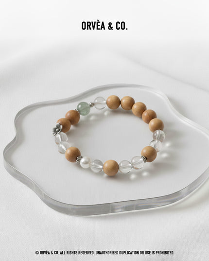 Custom Crystal Bracelet - with Clear Quartz, Green Rutilated Quartz & Sandalwood - [Standard]