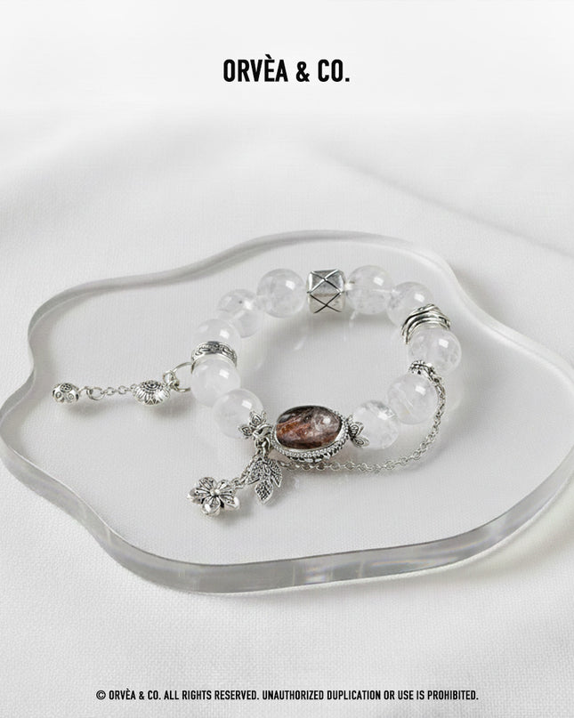 Custom Crystal Bracelet - with White Phantom Quartz & Four Seasons Phantom Quartz - [Standard]