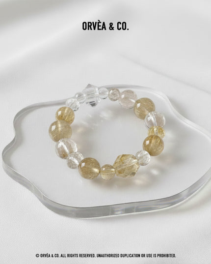 Custom Crystal Bracelet - with Golden Rutilated Quartz, Citrine Quartz & Clear Quartz - [Standard]