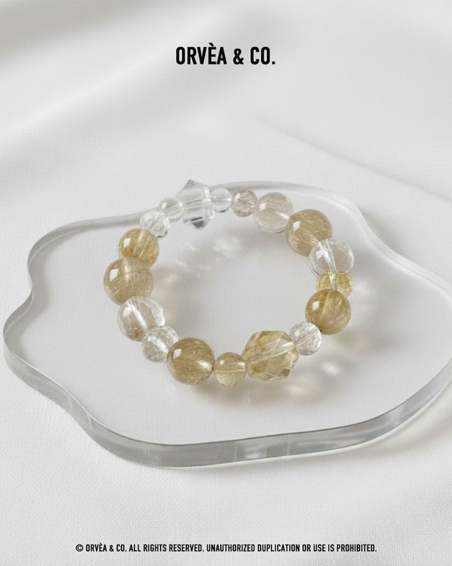 Custom Crystal Bracelet - with Golden Rutilated Quartz, Citrine Quartz & Clear Quartz - [Standard]