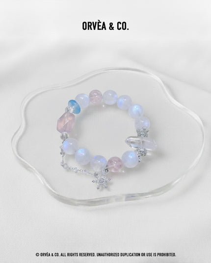 Custom Crystal Bracelet - with Aquamarine, Rose Quartz & White Phantom Quartz - [Standard]