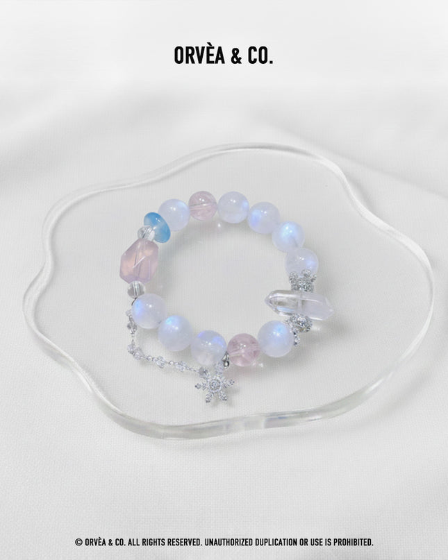 Custom Crystal Bracelet - with Aquamarine, Rose Quartz & White Phantom Quartz - [Standard]
