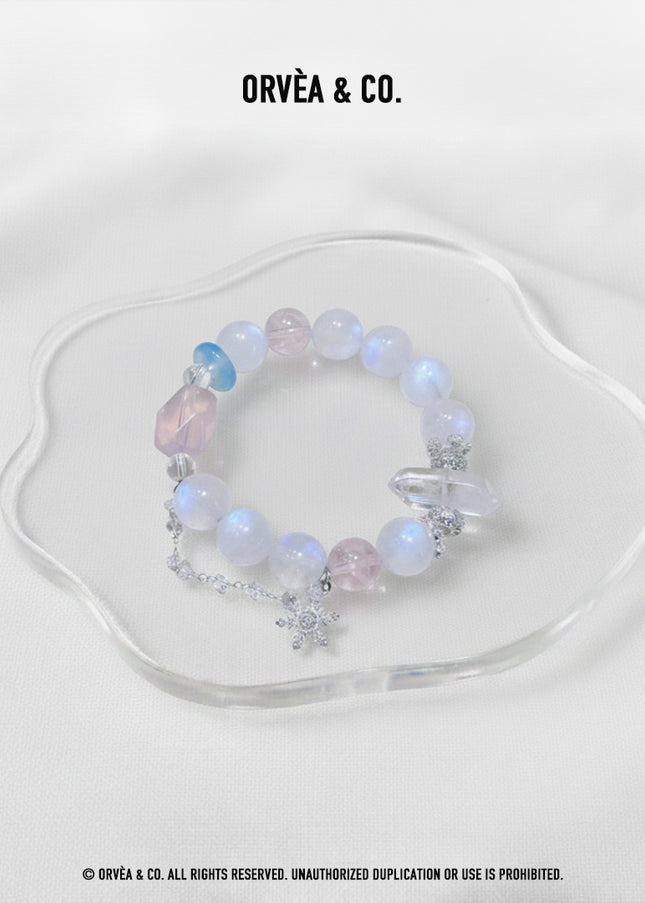 Custom Crystal Bracelet - with Aquamarine, Rose Quartz & White Phantom Quartz - [Standard]