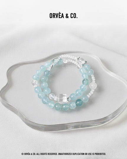 Custom Crystal Bracelet - with Clear Quartz & Aquamarine - [Standard]