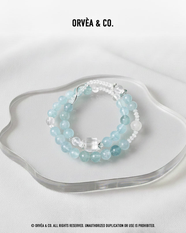 Custom Crystal Bracelet - with Clear Quartz & Aquamarine - [Standard]