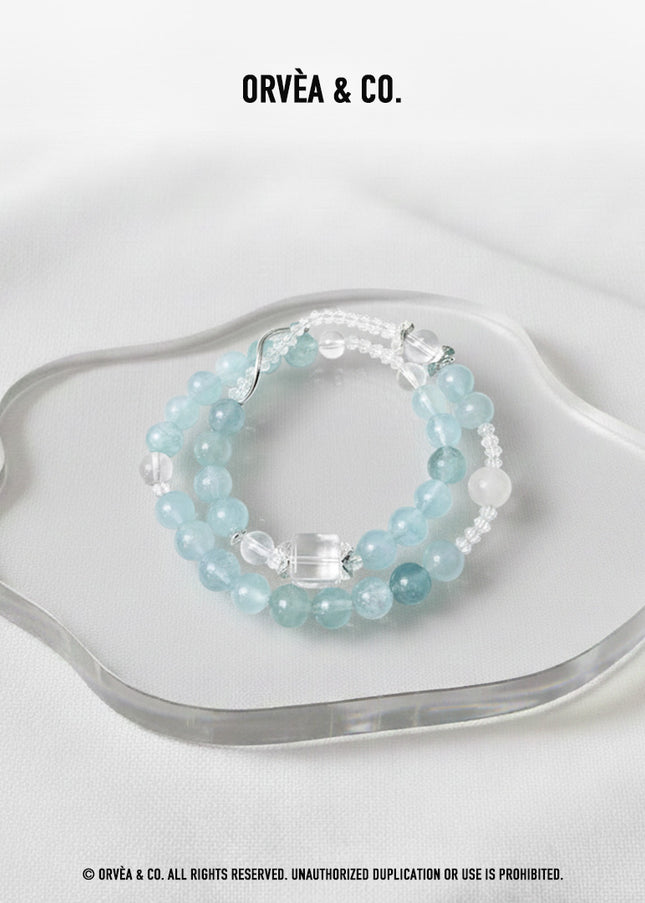 Custom Crystal Bracelet - with Clear Quartz & Aquamarine - [Standard]