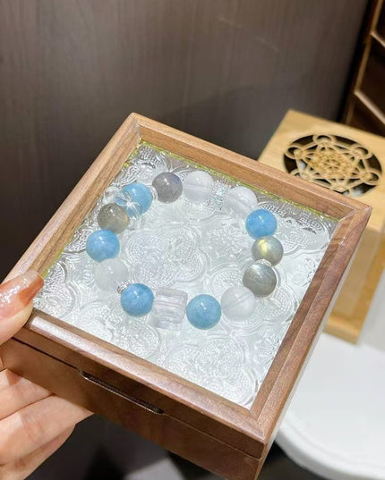 Custom Crystal Bracelet - with Aquamarine & White Moonstone - [Standard]