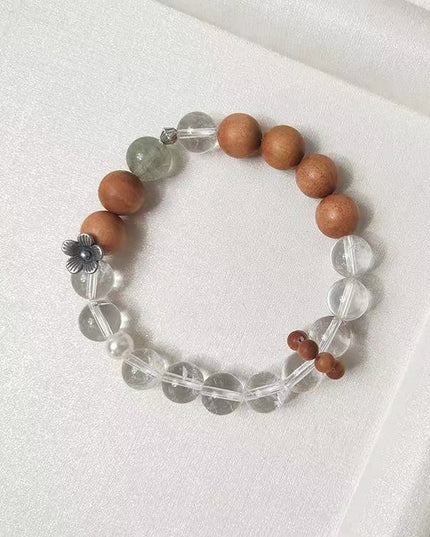 Custom Crystal Bracelet - with Clear Quartz, Green Rutilated Quartz & Sandalwood - [Standard]