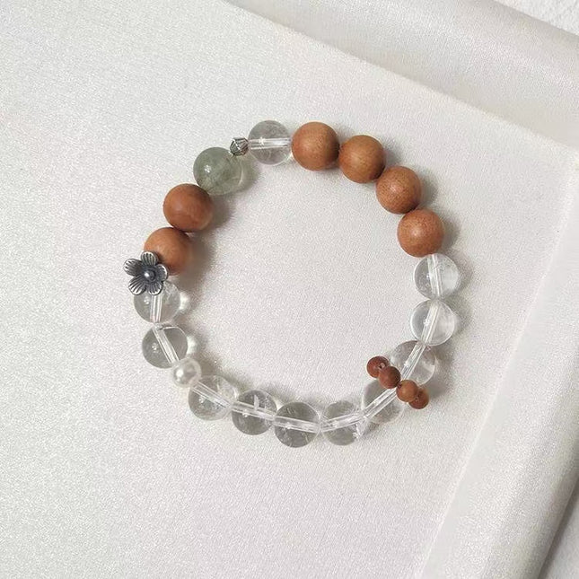 Custom Crystal Bracelet - with Clear Quartz, Green Rutilated Quartz & Sandalwood - [Standard]