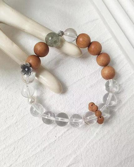 Custom Crystal Bracelet - with Clear Quartz, Green Rutilated Quartz & Sandalwood - [Standard]