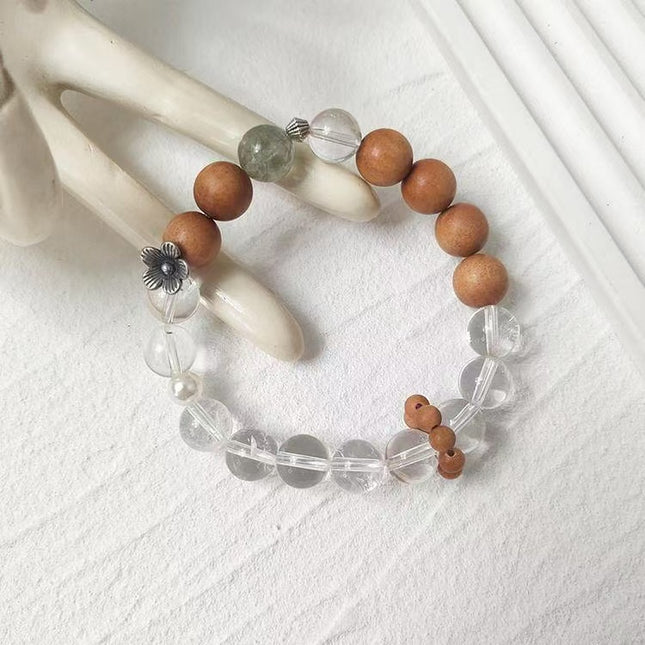 Custom Crystal Bracelet - with Clear Quartz, Green Rutilated Quartz & Sandalwood - [Standard]