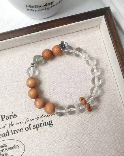 Custom Crystal Bracelet - with Clear Quartz, Green Rutilated Quartz & Sandalwood - [Standard]