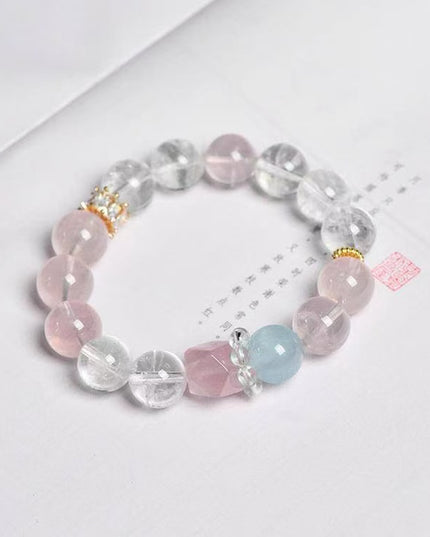 Custom Crystal Bracelet - with Rose Quartz, Clear Quartz & Aquamarine - [Standard]
