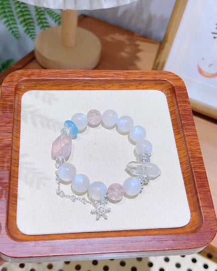 Custom Crystal Bracelet - with Aquamarine, Rose Quartz & White Phantom Quartz - [Standard]