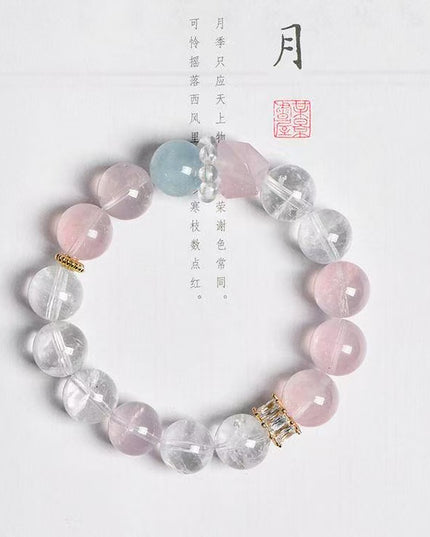 Custom Crystal Bracelet - with Rose Quartz, Clear Quartz & Aquamarine - [Standard]