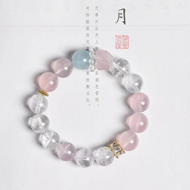 Custom Crystal Bracelet - with Rose Quartz, Clear Quartz & Aquamarine - [Standard]