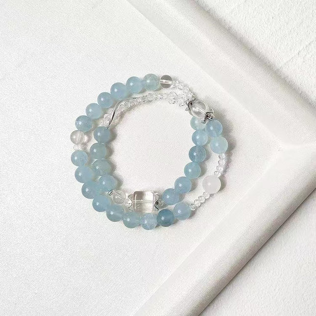 Custom Crystal Bracelet - with Clear Quartz & Aquamarine - [Standard]