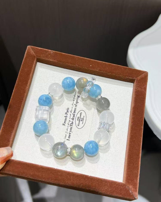 Custom Crystal Bracelet - with Aquamarine & White Moonstone - [Standard]