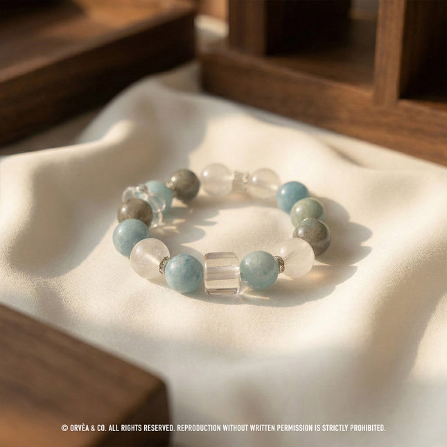 Custom Crystal Bracelet - with Aquamarine & White Moonstone - [Standard]