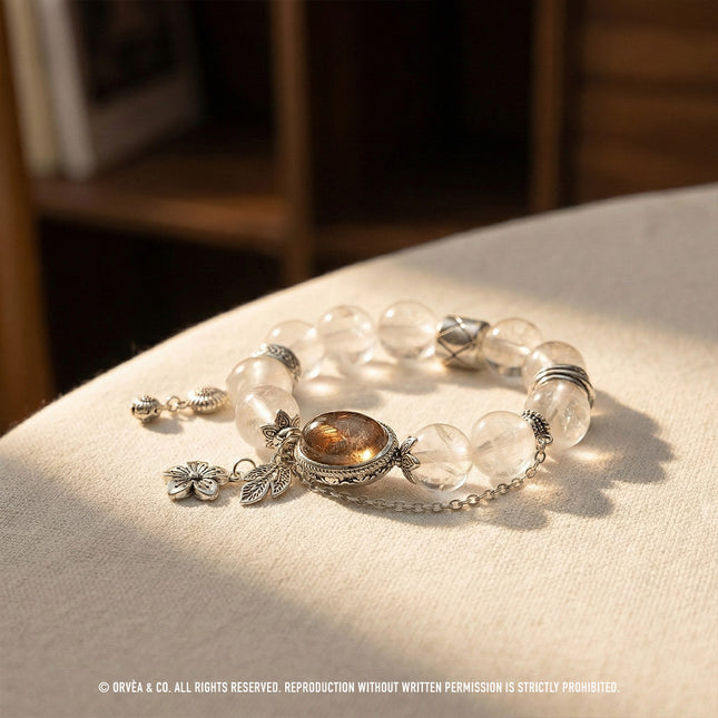Custom Crystal Bracelet - with White Phantom Quartz & Four Seasons Phantom Quartz - [Standard]