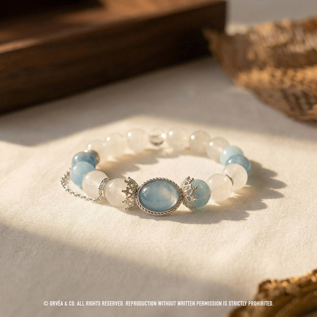 Custom Crystal Bracelet - with White Phantom Quartz, Aquamarine & Clear Quartz - [Standard]