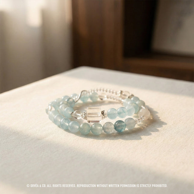 Custom Crystal Bracelet - with Clear Quartz & Aquamarine - [Standard]