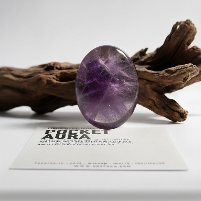 Pocket Aura – Amethyst Wisdom & Mindfulness Talisman | Luxury Pocket Crystal