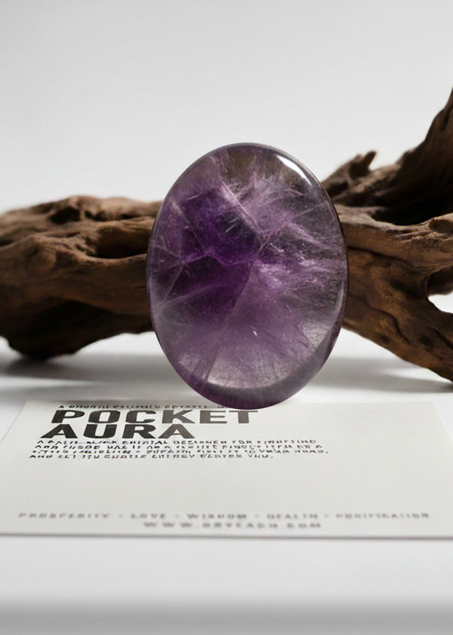 Pocket Aura – Amethyst Wisdom & Mindfulness Talisman | Luxury Pocket Crystal
