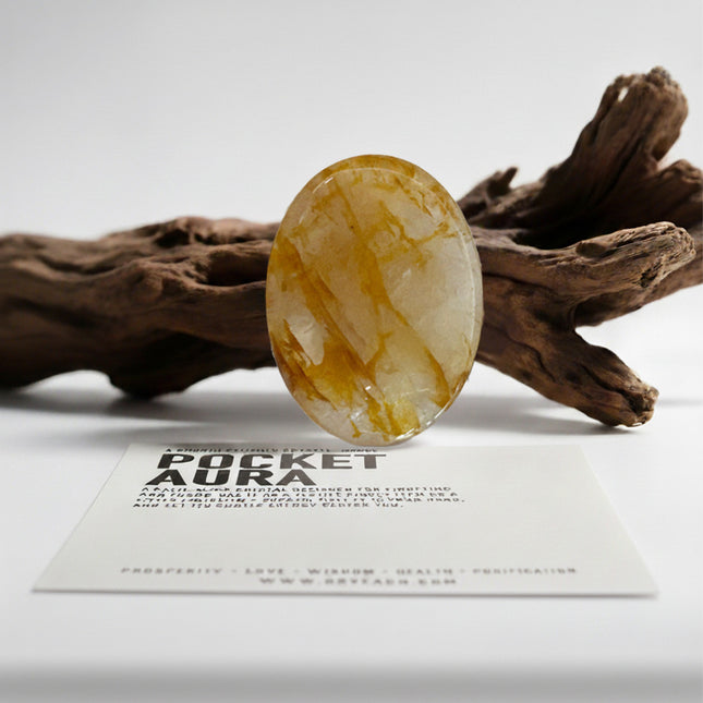 Pocket Aura – Yellow Hematoid Quartz Prosperity Talisman | Luxury Pocket Crystal