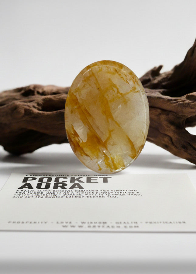 Pocket Aura – Yellow Hematoid Quartz Prosperity Talisman | Luxury Pocket Crystal