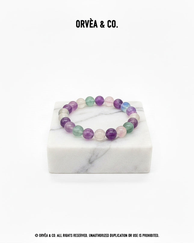 Mono-Crystal Bracelets - Rainbow Fluorite / 9 & 10mm - [Standard]