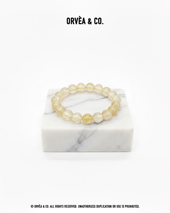 Mono-Crystal Bracelet - Golden Rutilated Quartz / 8.0mm - [Batch]