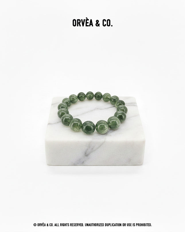 Mono-Crystal Bracelet - Green Rutilated Quartz / 8.0, 10.0 & 11.0MM - [Batch]