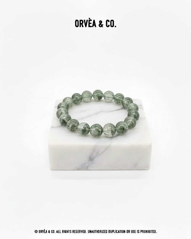 Mono-Crystal Bracelet - Green Phantom Quartz / 11MM - [Unique]