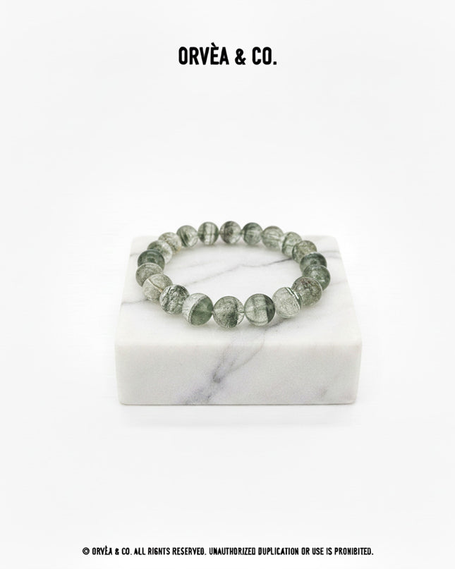 Mono-Crystal Bracelet - Green Phantom Quartz / 10MM - [Unique]