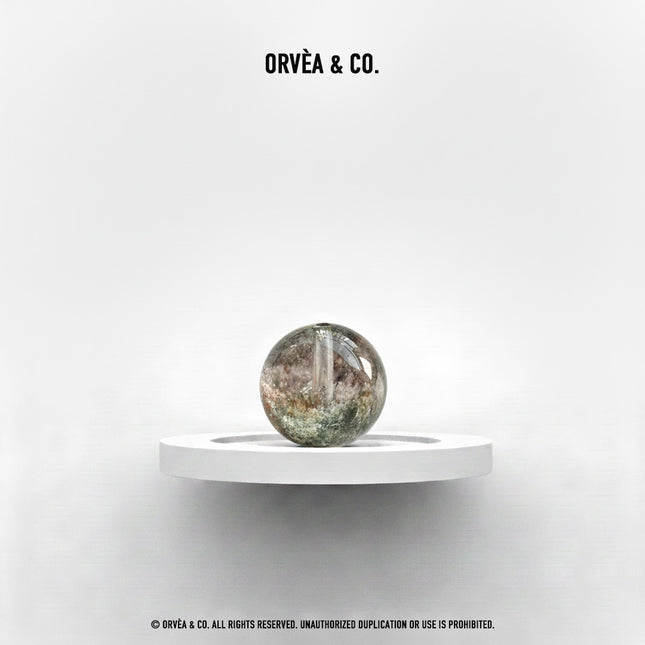 Crystal Beads - Red & Green Phantom Quartz / 14.1mm - [Unique]