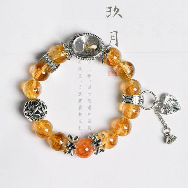Custom Crystal Bracelet - with Citrine Quartz, Red Hematoid Quartz & Four Seasons Phantom Quartz - [Standard]