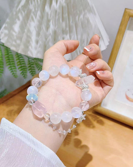 Custom Crystal Bracelet - with Aquamarine, Rose Quartz & White Phantom Quartz - [Standard]