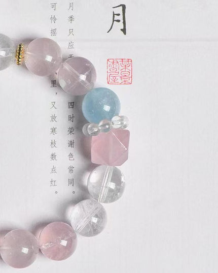 Custom Crystal Bracelet - with Rose Quartz, Clear Quartz & Aquamarine - [Standard]