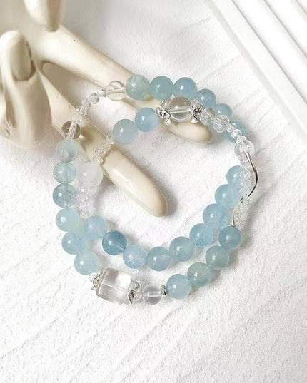 Custom Crystal Bracelet - with Clear Quartz & Aquamarine - [Standard]