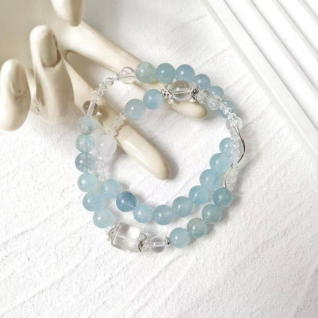 Custom Crystal Bracelet - with Clear Quartz & Aquamarine - [Standard]